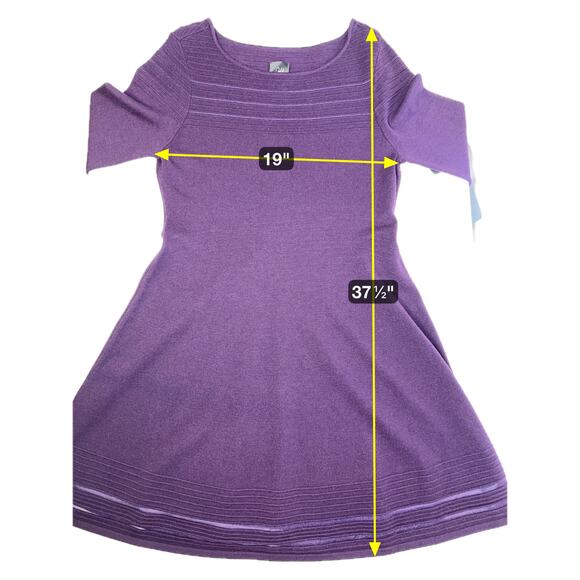 NWT JH Jessica Howard Purple Mesh Striped Trim Sweater Dress Womens Size XL NEW - Picture 12 of 12